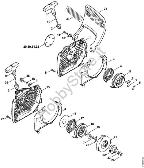 Dispositivo di avviamento, Protezione mano Motoseghe a benzina (MS) MS 271 C-BE della marca STIHL