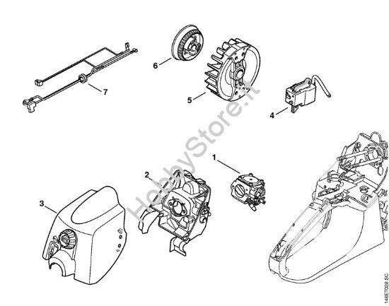 Impianto di accesione (Gestione intelligente del motore) Motoseghe a benzina (MS) MS 280 C-B della marca STIHL