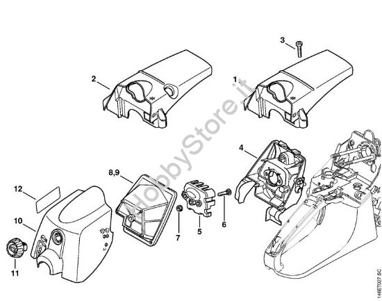 Cappottatura, filtro aria Motoseghe a benzina (MS) MS 280 C-BQ della marca STIHL