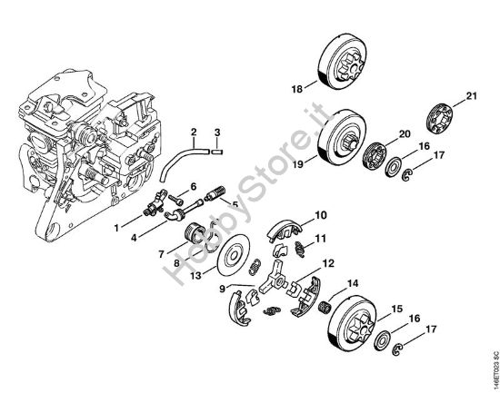 Pompa olio, frizione Motoseghe a benzina (MS) MS 280 C-BQ della marca STIHL
