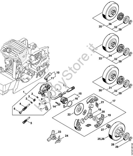 Pompa olio, frizione Motoseghe a benzina (MS) MS 290 della marca STIHL