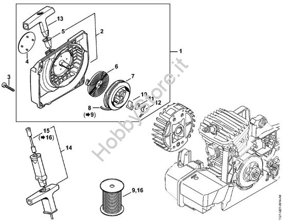 Carenatura ventola con dispositivo di avviamento Motoseghe a benzina (MS) MS 290-Z della marca STIHL