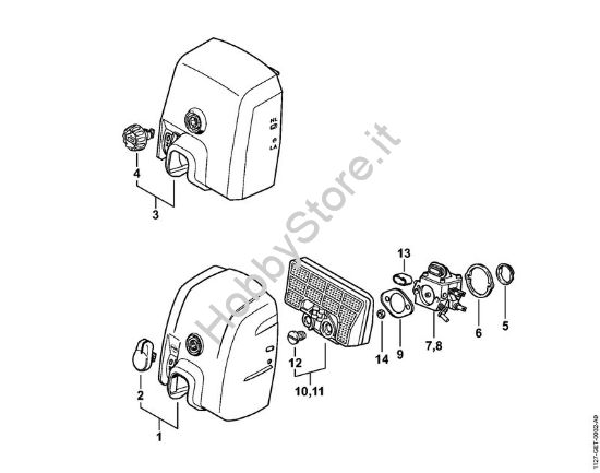 Coperchio sede carburatore, Filtro aria Motoseghe a benzina (MS) MS 310 della marca STIHL