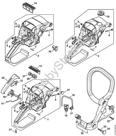 Corpo impugnatura Motoseghe a benzina (MS) MS 310 della marca STIHL