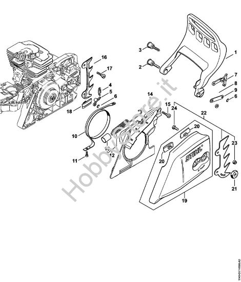 Protezione mano, freno catena Motoseghe a benzina (MS) MS 311-Z della marca STIHL