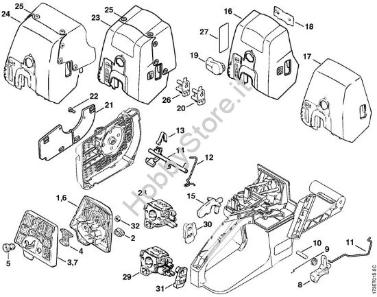 Filtro aria, comando gas Motoseghe a benzina (MS) MS 340 della marca STIHL