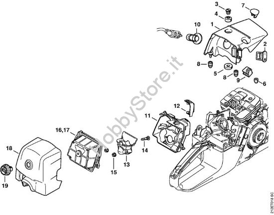 Cappottatura, filtro aria Motoseghe a benzina (MS) MS 341 della marca STIHL