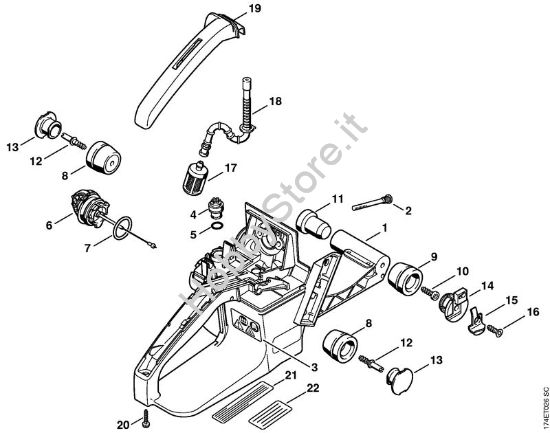 Corpo serbatoio, sistema AV Motoseghe a benzina (MS) MS 360 della marca STIHL