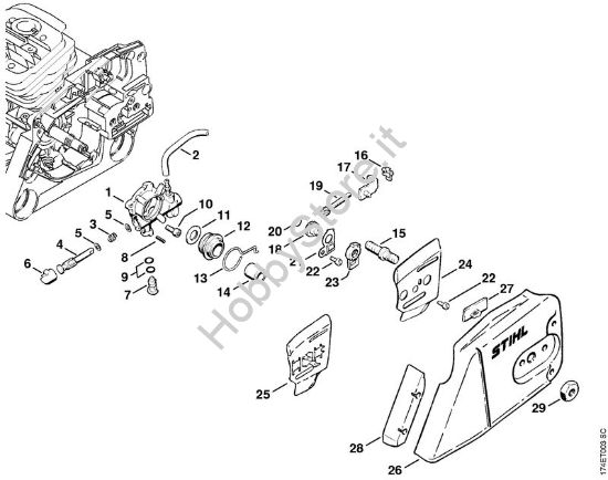 Pompa olio, dispositivo tendicatena Motoseghe a benzina (MS) MS 360 della marca STIHL