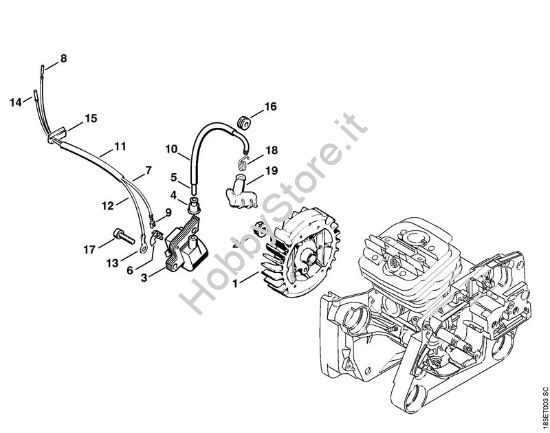Impianto di accesione Motoseghe a benzina (MS) MS 360 C della marca STIHL