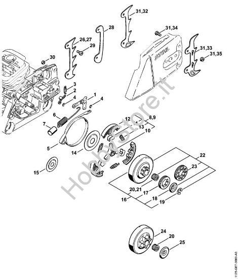 Freno catena, frizione Motoseghe a benzina (MS) MS 360 WVH della marca STIHL