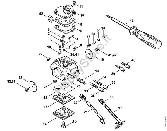 Carburatore HD-34, HD-46 Motoseghe a benzina (MS) MS 361 della marca STIHL