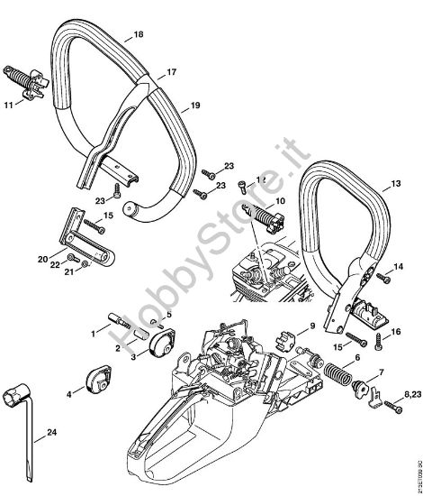Sistema AV, Manico tubolare Motoseghe a benzina (MS) MS 361 C-B della marca STIHL