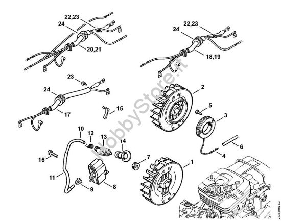 Impianto di accesione, Fascio di cavi Motoseghe a benzina (MS) MS 361 C-BQ della marca STIHL