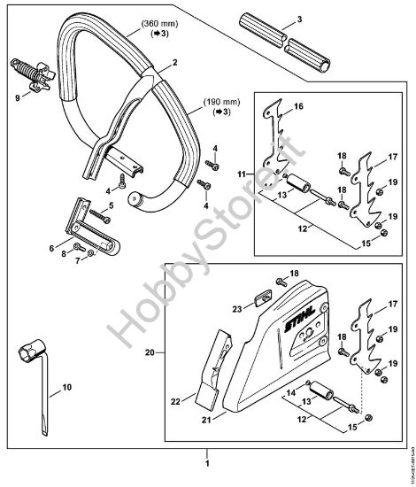 Gruppo impugnatura circolare Motoseghe a benzina (MS) MS 361 C-Q della marca STIHL