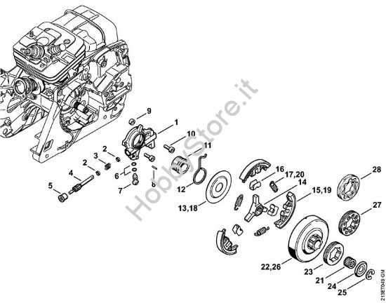 Pompa olio, frizione Motoseghe a benzina (MS) MS 361-VW della marca STIHL