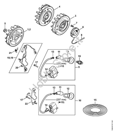 Sistema di accensione e volano Motoseghe a benzina (MS) MS 362 C-B della marca STIHL