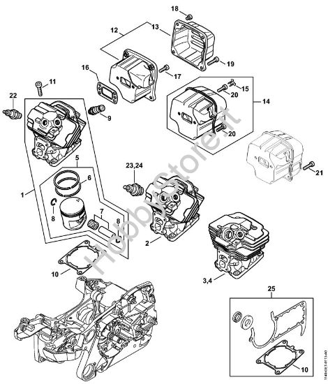Cilindro, silenziatore Motoseghe a benzina (MS) MS 362 C-M della marca STIHL