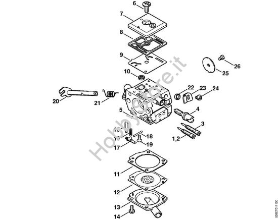 Carburatore C3-S148, C3-S149 Motoseghe a benzina (MS) MS 380 della marca STIHL