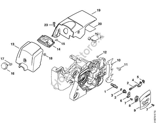 Dispositivo tendicatena, Coperchio sede carburatore Motoseghe a benzina (MS) MS 380 della marca STIHL