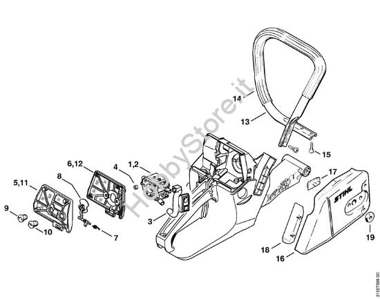 Filtro aria, Manico tubolare Motoseghe a benzina (MS) MS 380 della marca STIHL