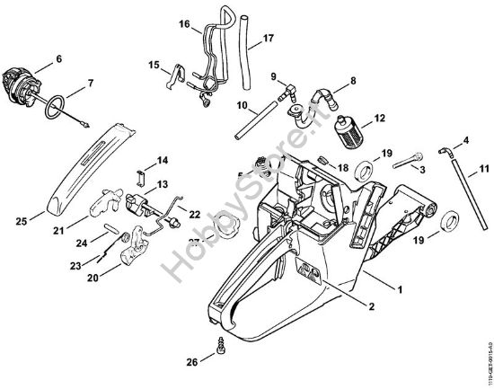 Corpo serbatoio Motoseghe a benzina (MS) MS 381 della marca STIHL