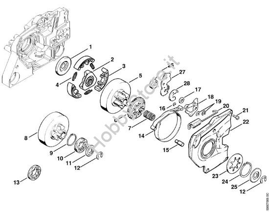 Frizione, freno catena Motoseghe a benzina (MS) MS 381 della marca STIHL