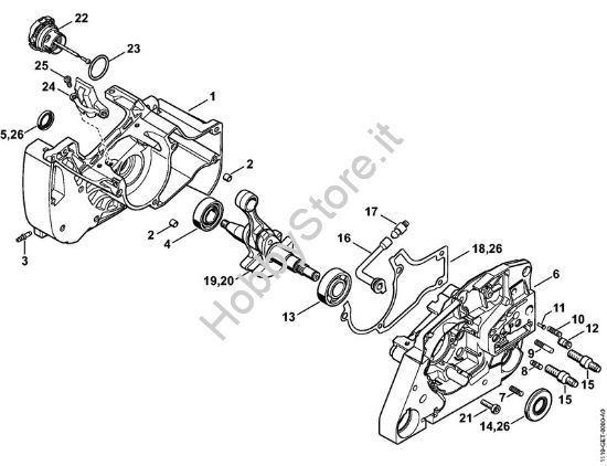 Carter albero a gomito Motoseghe a benzina (MS) MS 382 della marca STIHL