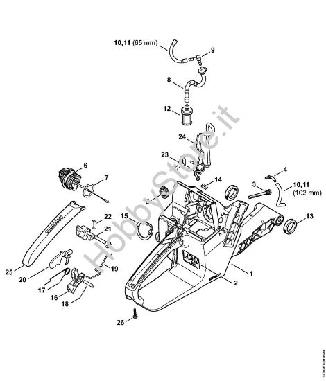 Corpo serbatoio, Comando gas Motoseghe a benzina (MS) MS 382 della marca STIHL