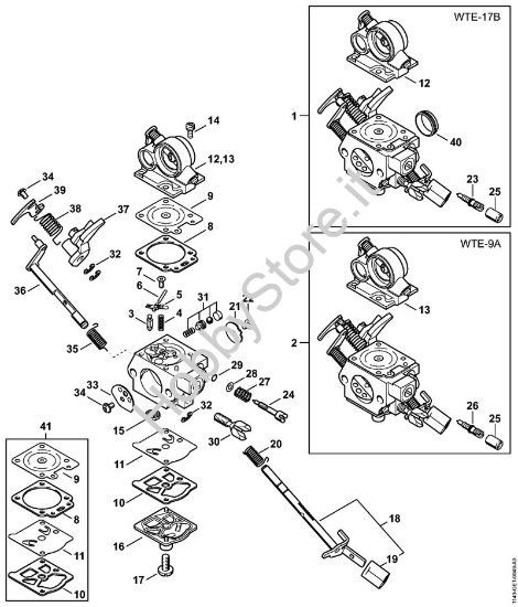 Carburatore WTE-9, WTE-17 Motoseghe a benzina (MS) MS 391 della marca STIHL