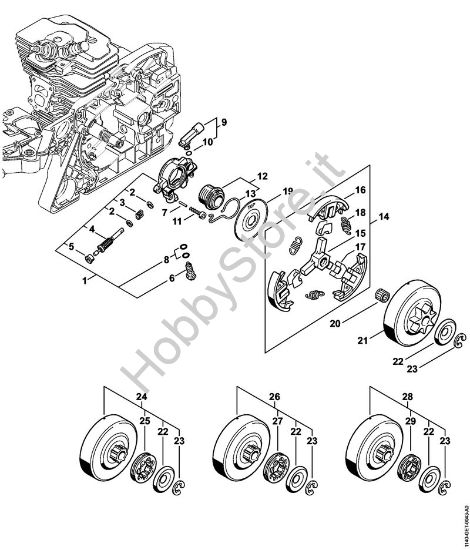Pompa olio, frizione Motoseghe a benzina (MS) MS 391 della marca STIHL