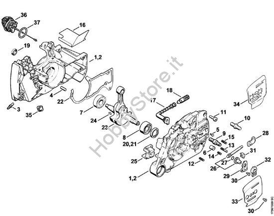 Carter albero a gomito, albero a gomito Motoseghe a benzina (MS) MS 440-N della marca STIHL
