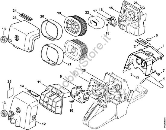 Cappottatura, filtro aria Motoseghe a benzina (MS) MS 440-W della marca STIHL