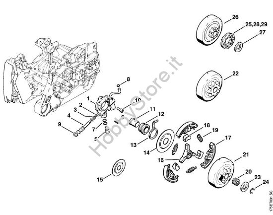 Pompa olio, frizione Motoseghe a benzina (MS) MS 440-Z della marca STIHL