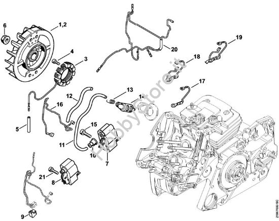 Impianto di accesione, Fascio di cavi Motoseghe a benzina (MS) MS 441 della marca STIHL