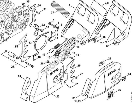 Freno catena, coperchio rocchetto catena Motoseghe a benzina (MS) MS 460 della marca STIHL