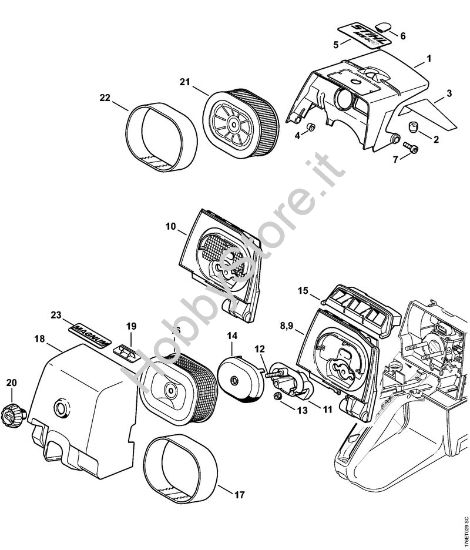 Cappottatura, filtro aria Motoseghe a benzina (MS) MS 460-R della marca STIHL