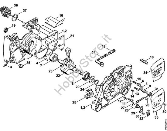 Carter albero a gomito, albero a gomito Motoseghe a benzina (MS) MS 460-VW Arctic della marca STIHL