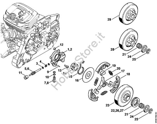 Pompa olio, frizione Motoseghe a benzina (MS) MS 461 della marca STIHL