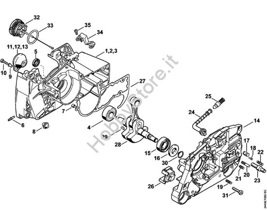 Carter albero a gomito, albero a gomito Motoseghe a benzina (MS) MS 461-R della marca STIHL