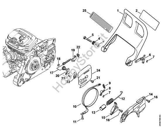 Protezione mano, freno catena, Dispositivo tendicatena Motoseghe a benzina (MS) MS 461-R della marca STIHL