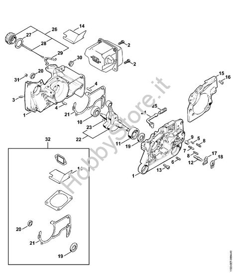 Carter albero a gomito Motoseghe a benzina (MS) MS 640 della marca STIHL