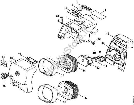 Cappottatura, filtro aria Motoseghe a benzina (MS) MS 650 della marca STIHL