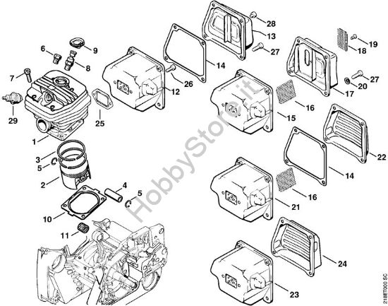 Cilindro, silenziatore Motoseghe a benzina (MS) MS 650 Magnum BR della marca STIHL