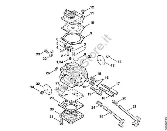 Carburatore WJ-67 Motoseghe a benzina (MS) MS 660 della marca STIHL