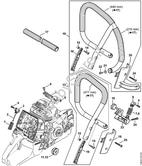 Sistema AV, Manico tubolare Motoseghe a benzina (MS) MS 661 della marca STIHL