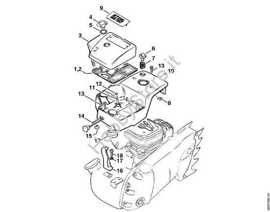 Cappottatura, filtro aria Motoseghe a benzina (MS) MS 720 della marca STIHL