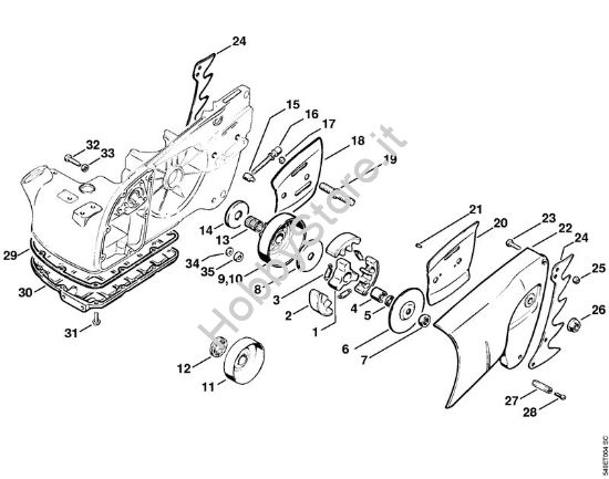 Frizione, coperchio rocchetto catena Motoseghe a benzina (MS) MS 720 della marca STIHL