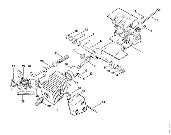 Carter albero a gomito, pistone Decespugliatori (FS) FS 150 della marca STIHL