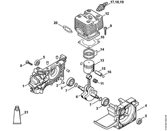 Carter albero a gomito, cilindro FS 200, 200 R Decespugliatori (FS) FS 200 della marca STIHL